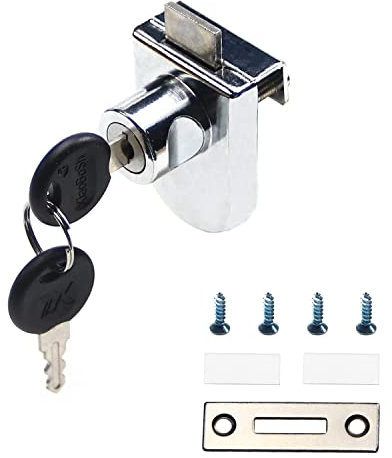 MroMax Schrank Vitrinenschloss Einsteckschloss, Einzeltür, 9 mm, silberfarben, MRO190705L-0041, silber, Single Glass Door Lock