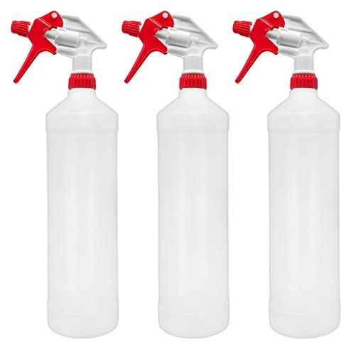 BIOHY Sprühflasche 1 Liter (3er-Set) | Chemiebeständiger Handsprüher für Reinigungsmittel, Öl & Pflanzen | Zerstäuber für Handwerk, Hobby, Kosmetik und Haushalt Hochwertige Drucksprühflasche