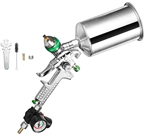 Pistola per verniciatura auto Pistola da spruzzo hvlp compressore 2.5MM Ugello 1000 ml Aerografo pistola a spruzzo aria compressa per pittura vernice murale/auto con valvola regolatrice di pressione