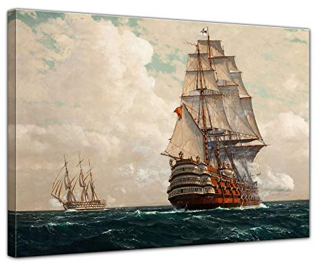 Bilderdepot24 Bild auf Leinwand | Michael Zeno Diemer Schiff auf dem Meer in 50x40 cm als Wandbild | Wand-deko Dekoration Wohnung alte Meister | 181282-50x40