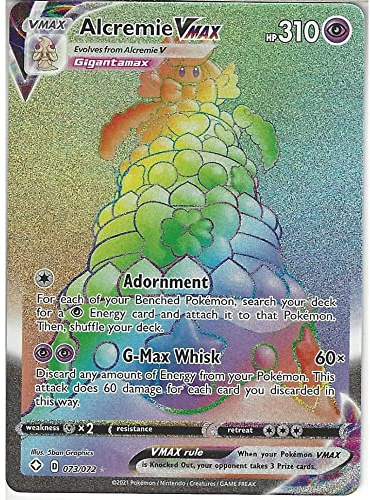 Pokemon GIOCO DI CARTE COLLEZIONABILI 073/072 Alcremie VMAX | Carta Arcobaleno Rara | Splendente Fates