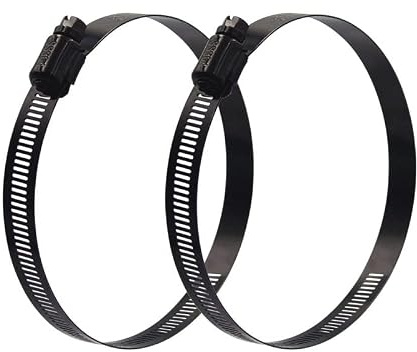 ISPINNER 2pcs 6 Inch Stainless Steel Adjustable 130-152mm Size Range Worm Gear Hose Clamp, Fuel Line Clamp for Plumbing, Automotive and Mechanical Application (Black)