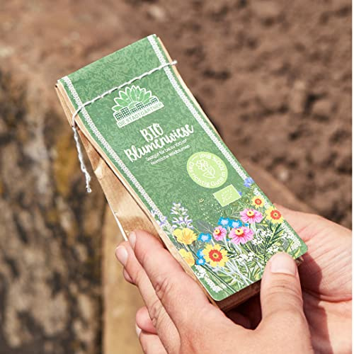Die Stadtgärtner – Saatgut „BIO-Blumenwiese“ I Mit über 25 verschiedenen Arten Bio-Wildblumensaat I Ausreichend für 100 m² I Ideal für Wildbienen, Hummeln und Schmetterlinge
