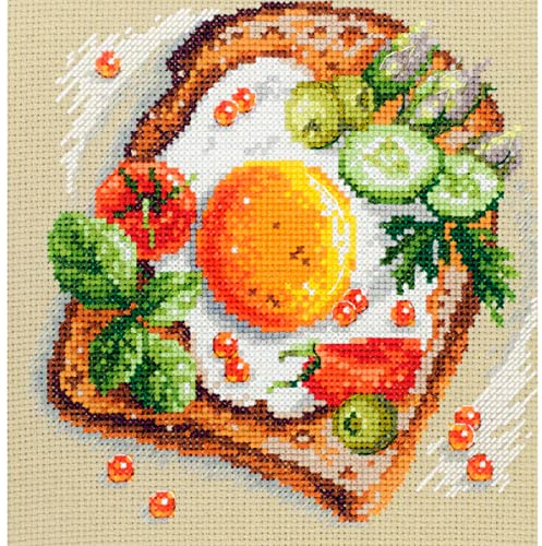 Magic Needle ZW 120-092 - Toast con uovo per punto croce, in cotone, multicolore, 16 x 16 cm