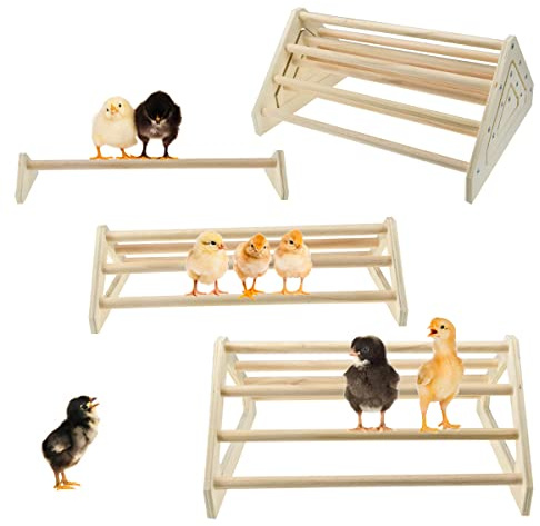 CooShou 3 Pack Chick Perch Chick Toys Chick Wooden Roosting Bar Chick Jungle Gym Perch Stand for Chicken Brooder, Coop Baby Chicks