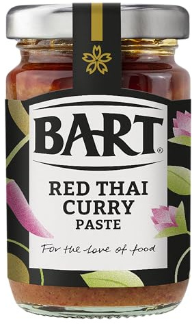 BART Red Thai Curry Paste Jar - Pack of 6 x 90g - Mild Thai Curry Paste Ideal for Duck or Chicken Curry - Medium Heat & Gluten Free
