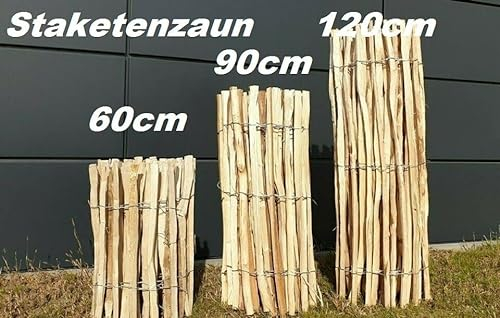 Staketenzaun Höhe 60 90 120 cm Gartenzaun Zaunlatte Holzzaun Zaun Haselnuss (Höhe 150cm X Länge 300cm, Lattenabstand 7-8 cm)