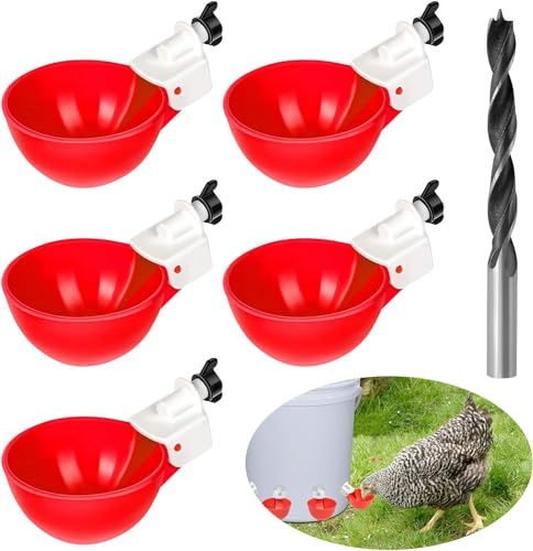 PlsMupn DIY Bebedero Gallinas, 5 Piezas, Automático, Comedero Gallinas Dispensador de Agua para Pájaro Codorniz Paloma Pollo Gallina