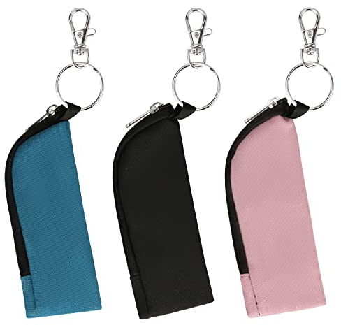 Meiiy Chapstick Holder Lip Balm/Gloss Sleeve Pouch Portable Lipstick Bag With Hook Gift for Women (3pcs)