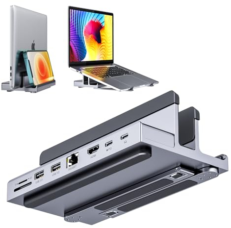 USB C Docking Station: QUUGE 8 in 1 Macbook Docking Station USB C with HDMI 2.0 4K 60Hz, 2 x USB3.0 Ports, 100W PD, Gigabit Ethernet & SD/TF, Vertical Laptop Dock for MacBook Air/Pro, Dell XPS, HP