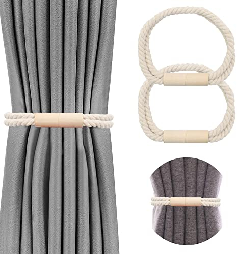 Scettar 2 Stück Magnetische Vorhang Raffhalter,kamelfarben Raffhalter für Vorhänge mit Magnet, Raffhalter für Gardinen Halterung Vorhang Halter Gardinenhalte Dekoration Gardinen zubehör