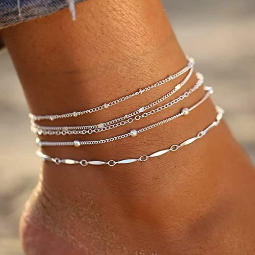 Clataly Sun Moon Braccialetti Della Caviglia Multistrato Ananas Amore Tartaruga Perline Della Caviglia Accessori Estivi Beach Foot Gioielli per Le Donne Ragazze (Cavigliera multistrato)