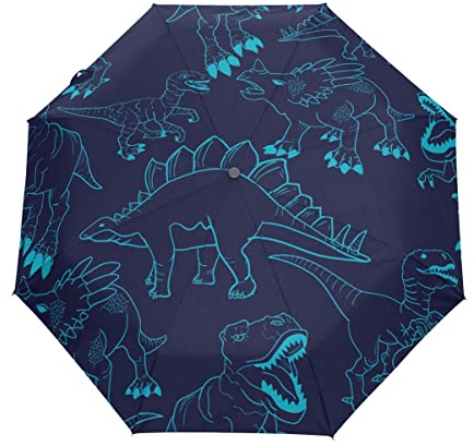 GAIREG Silhouette Dino Regenschirm für Regen, klein, kompakt, faltbar, automatisches Öffnen