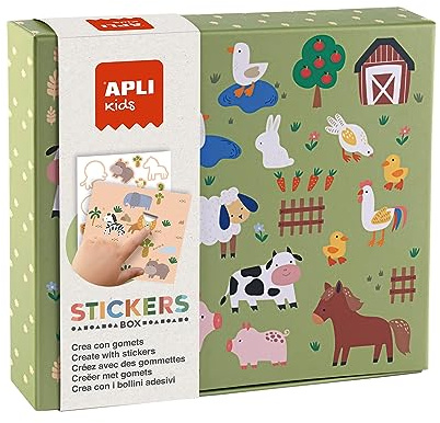 APLI Kids 19431 - Juego de gomets en Caja de cartón, de temática Animales y su hábitat, Juego de Pegatinas para completar Las Ilustraciones