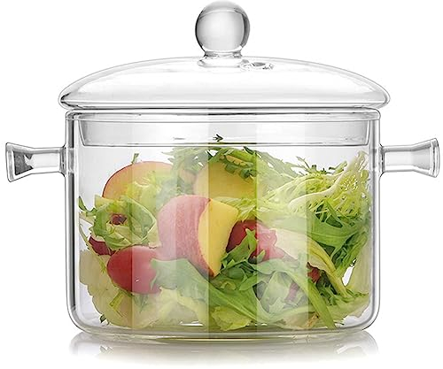 Doppia ciotola in vetro, insalatiera in vetro con coperchio, in vetro borosilicato resistente al