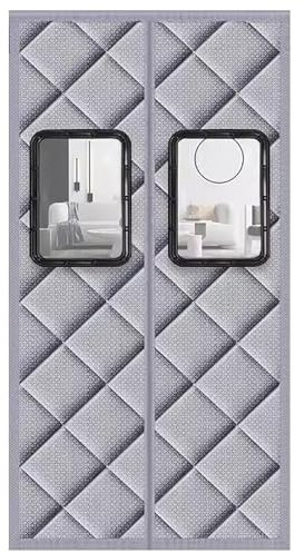 WHYATT Door Curtain, Schalldicht, Geräuschreduzierung, Winddicht, Wasserdicht, Türvorhang, Lärmschutz, Kälteschutz (Color : Grey, Size : 43.3x90.5in/110x230cm)