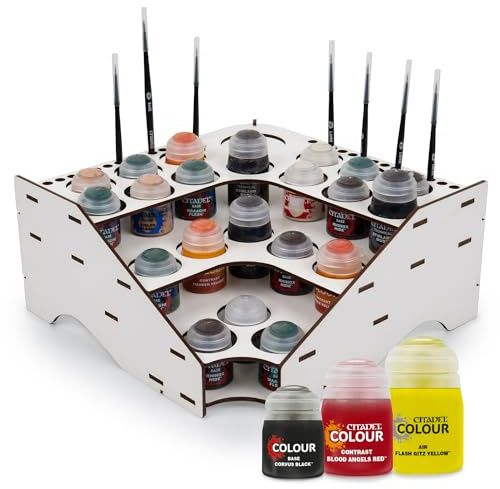 Paint Rack farbständer Holz-Farbenorganizer für Modellbau und Hobbykünstler - Passt zu Citadel, Vallejo, und Mehr - Ideal für Airbrush, Pinsel und Farbaufbewahrung