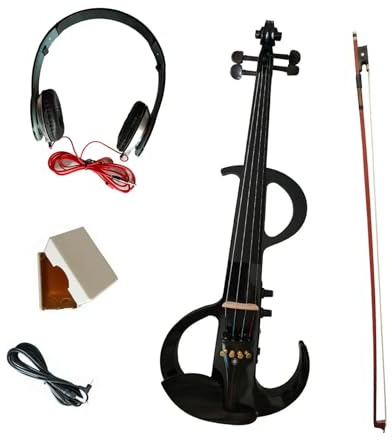 strumento violino Set Violino Elettrico Con Raccordi Violino Con Custodia Rigida Acousti Arco Per Violino Cavo Per Cuffie Custodia Per Il Trasporto Accessori (Color : Upgraded black)