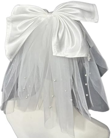Brautschleier mit Perle/Schleife, vier Arten zur Auswahl, mehrlagiger Tüll, Junggesellinnenabschied, Fotografie, Hochzeitsschleier, Perlenschleife, W