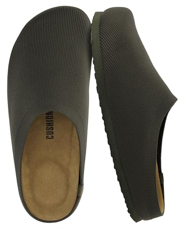 CUSHIONAIRE Women's Sils Knit Cork Footbed Clog with +Comfort, Green 6