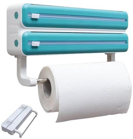 Folienspender, nachfüllbarer Folienspender | Wandhalterung für Alufolie Küche - Verpackungsbox Spender mit Schneider und Mouclampenhalter