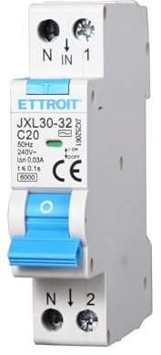 ZOREI Interruttore Magnetotermico Differenziale, 1P+N 220V Da 1 Modulo DIN, RCBO 1P+N 6kA 30mA C20 20A