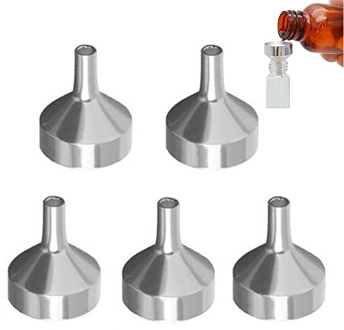 Lpitoy Mini Entonnoir en Métal 5 Pièces, Petit Entonnoir pour Remplir des Bouteilles, Petit Entonnoir pour Transférer des Cosmétiques, des Huiles Essentielles, des Parfums des Liquides