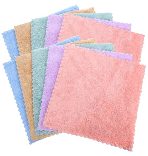 FOMIYES 10pcs Fleece Face Towels Soft Microfiber Makeup Remover Cloths for Skin Multi-Color Washcloths Ultra Absorbent Hand Towels for Home and Travel
