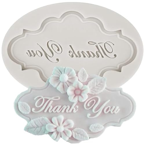 MINFEIDMS Thank You Silicone Moulds Letter Fondant Mould for Cake Decorating Cupcake Topper Gum Paste Candy Polymer Clay