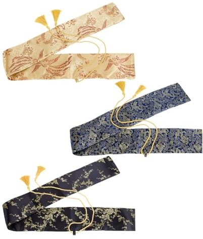 HOBBIESAY 3Pcs Sword Bag 1.3m Long Sword Cover Carrying Case Synthetic Silk Katana Bag Sword Storage Bag Silk Cloth Sword Case for Sword Storage
