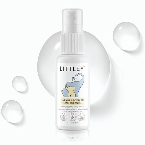 Think Smarter Products Littley Infant & Toddler Hand Cleanser with Hypochlorous Acid, Gently Cleans Dirt & Germs, Non-Toxic & Alcohol-Free, Safe for Sensitive Skin, 2oz Travel-Size Spray Bottle