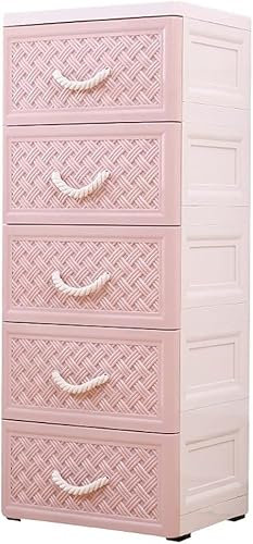 SHANYAYALI Aufbewahrungskörbe aus Kunststoff, Schubladentyp, Spind, Zuhause, Kleiderschrank, geeignet für Wohnzimmer, Schlafzimmer, Kinderzimmer (Rosa, 5 Ebenen)