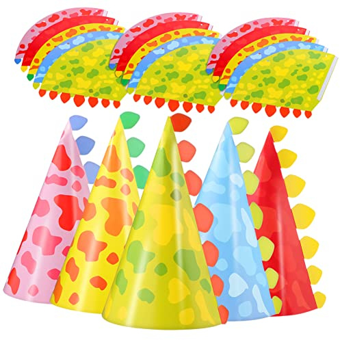 Amosfun Set Di Cappelli Da Compleanno A Tema Dinosauro - 30 Cappellini Da Festa Per Bambini Leggeri E Divertenti Perfetti Per Le Feste Di Compleanno A Tema Dinosauro