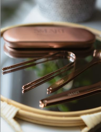 Premium Copper Tongue Scraper Kit - 100% Pure Copper for Fresh Breath & Oral Hygiene - Includes Travel Case, 3 Different Designs Included Tongue Cleaner, Oral Hygiene, Antibacterial, eco Friendly