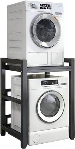 Kit d'empilage réglable pour lave-linge et sèche-linge à chargement frontal avec capacité de 400 kg, unité de rangement pour buanderie, économise de l'espace pour les petits espaces