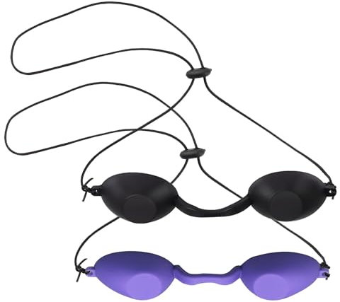 2 Solarium Brille Schutzbrille Rotlichtlampe Uv Schutzbrille Infrarot Schutzbrille Rotlichtbrille Geeignet für Led-Lichttherapie, Schönheitsbehandlungen und Bräunungsschutz Im Freien (Schwarz/Lila)
