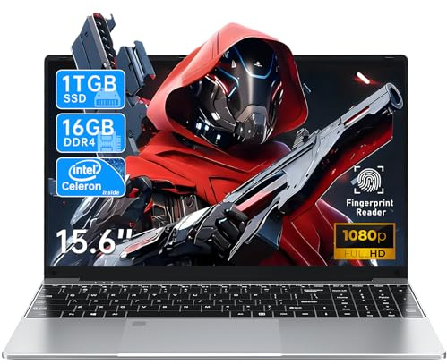NAIKLULU Laptop para Juegos, computadora portátil de 15.6 Pulgadas, 16 GB de RAM 1 TB SSD, procesador N5095 4C/4T (hasta 2.9 GHz), gráficos UHD, Pantalla FHD 1920 x 1080, WiFi 5