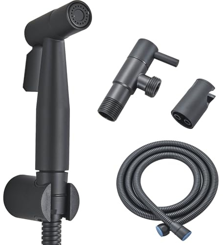 Bidet Handbrause Sprühkopf mit Handbrause Schlauch und Halter Bidet Dusche für Standard G1/2 Anschluss für Reinigung von Toiletten,Schwarz Bidet Handbrause Set
