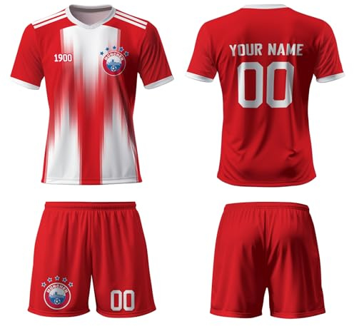 WeiaiziY Bayern 25/26 Fußball Trikot Kinder,Bayern Personalisierte Trikot Set mit Eigenem Namen & Nummer, Fußball Geschenk Trikot für Kinder,Herren,Jungen,100% Polyester, Atmungsaktiv