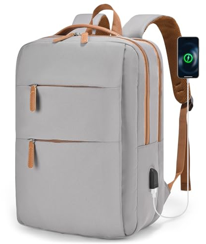 BAGZY Travel Backpack for British Airways 40x30x15cm Waterproof Cabin Bag Lightweight 15.6-inch Laptop Bag with USB Charging Port Anti Theft Business Backpack for Men Women Fits School,Office Grey