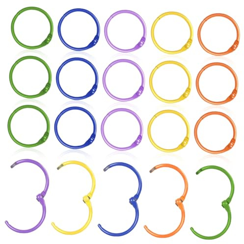 Hemobllo 50pcs Colored Metal Binder Rings Keychain Key Rings for Organizing Flash Cards Notebooks with Easy Snap Open Closure