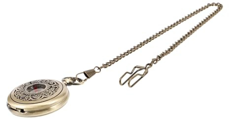 SUPVOX Vintage Messing Taschenuhr Kompass mit Hohldeckel Multifunktional für Outdoor Herren Accessoire mit Antikem Design und Praktischer Kette als Stilvoller Wanderkompass und