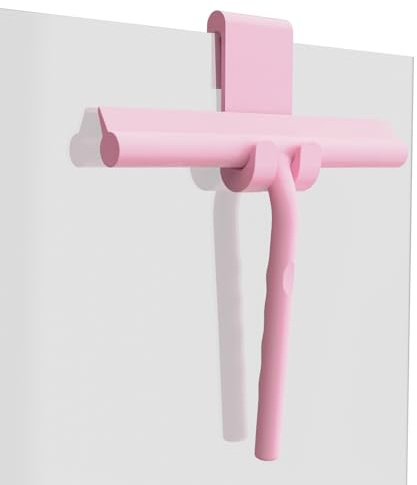 Shower Squeegee With Hanging Hook-Squeegee Shower Cleaner Tool-Silicone Shower Squeegee for Shower Doors - Shower Screen Wiper Blade-Bathroom Squeegee for Shower Scraper (Pink)