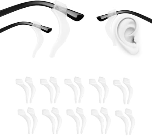 BFQZ 20 Pcs Silicone Ear Hooks, Anti-Slip Glasses Ear Grips, for Glasses, Sunglasses (Transparent)