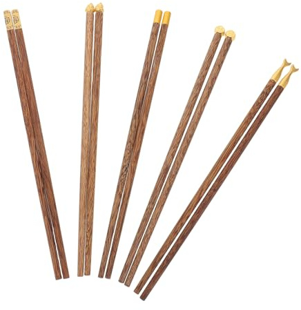 TOVINANNA Juego de 5 Pares de Palillos Reutilizables de Madera Natural de Pollo Alado Utensilios Portátiles para Cocina Asiática Embalaje Caja de Obsequio Palillos Japoneses y Chinos