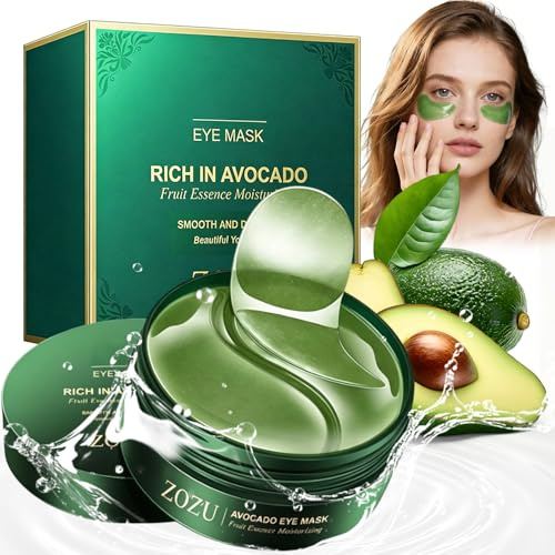 28 Paires Patch Yeux à l'Avocat avec Collagène et Acide Hyaluronique - Patch Anti-Cernes et Poches - Soin Hydratant Contour des Yeux - Pour Homme et Femme - Eye Patches Réutilisables
