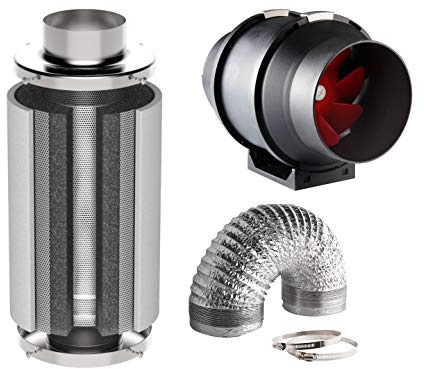 Abluft Set Lüftung 580m³/h mit Premium Aktivkohle Filter 150 x 500 mm 850m³/h Klima Grow
