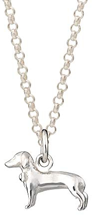 Lily Charmed - Sterling Silver Sausage Dog/Dachshund Charm Pendant Necklace with 40-45cm silver Chain for Women. Designed in the UK