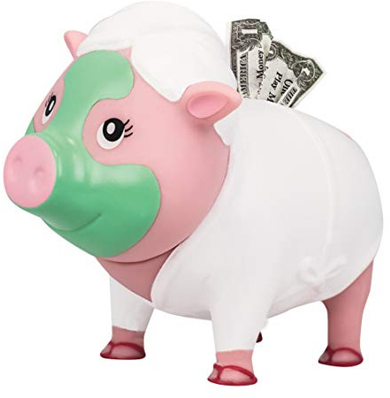 LILALU Spardose BIGGYS Wellness, Sparschwein Kopf drehbar Sparbox Sparbüchse Münzeinwurf Piggy Bank Tresor Kinder