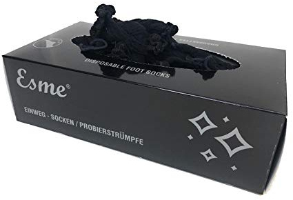 100 Pack Disposable try on foot socks 20 denier, fits for Women and Men, One size fits all (BLACK, 1)